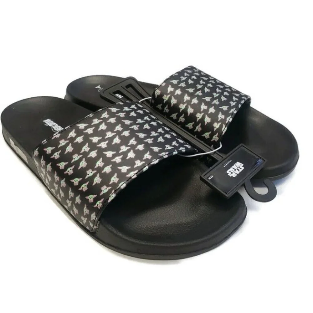 Star Wars Mens Size 11/12 THE MANDALORIAN The Child Slides Sandals Flip Flops - Picture 1 of 7